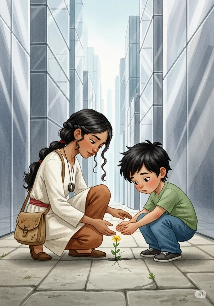 Página del libro de cuento con una imagen